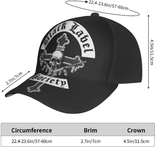Vista 4 de Black Rock Label Music Society Band Logo Gorra de béisbol ajustable Sombrero casual al aire libre Sun Chapeau Unisex Negro, Negro