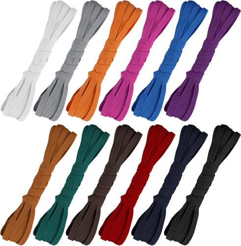 Vista 25 de Airisoer Banda elástica de 1/2 pulgada para costura, bandas elásticas de alta elasticidad de 12 yardas para cinturas, pantalones, ropa y Negro