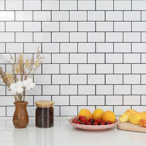 Vista 2 de STICKGOO - Azulejos de metro blancos para despegar y pegar, azulejos adhesivos para cocina (paquete de 1, diseño más grueso)