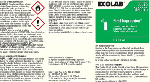 Vista 2 de Ecolab First Impression Summer Linen Micro Aerosol Ambientador
