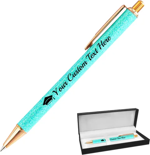 Vista 20 de Hasta 100 bolígrafos personalizados con nombre a granel, bolígrafo con purpurina de impresión personalizada, grabado gratis, texto con logotipo