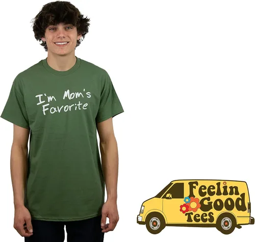 Vista 3 de Camiseta divertida con texto en inglés "I'm Mom's Favorite Graphic Novedad