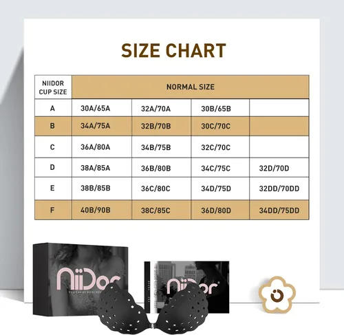 Vista 6 de Niidor Sticky Bra Breathable Strapless Bra Adhesive Push Up Backless Bras for Women