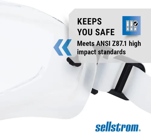 Vista 6 de Sellstrom GM511 - Gafas de seguridad antivaho y antiarañazos para hombres y mujeres, correa de silicona, se adapta a la mayoría de los anteojos