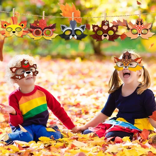 Vista 7 de Funrous 48 piezas de kits de manualidades de otoño Hoja de arce DIY máscara