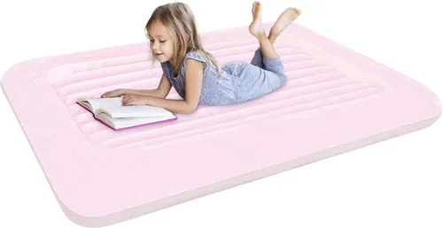 Vista 9 de Colchón de aire para niños: colchón de aire portátil rápido para niños, cama inflable portátil de viaje, superficie con felpa suave y cómoda, ideal