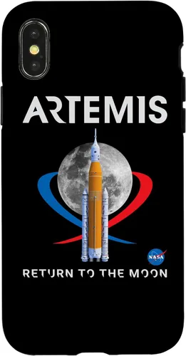 Vista 5 de Funda con logotipo para iPhone 15 Pro NASA Artemis Mission SLS Moon Insignia