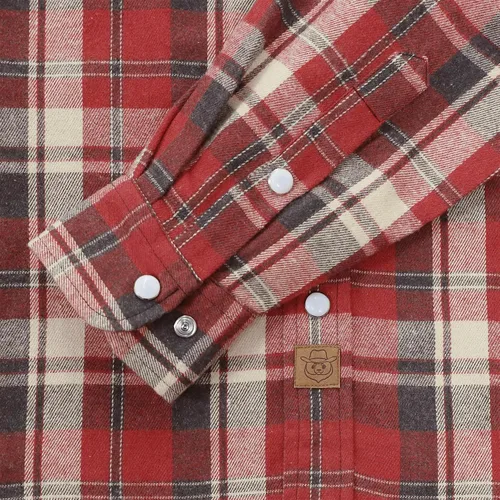 Vista 5 de Dubinik Camisa de franela para hombre, estilo vaquero occidental, con botones y perlas, para hombre, manga larga, vintage, a cuadros