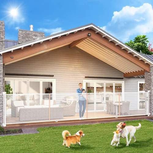 Vista 14 de Puertas retráctiles para bebés de 24 pulgadas de alto para pasar por encima, puertas cortas para perros, puerta para mascotas para cachorros