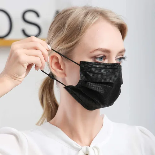 Vista 5 de 50 almohadillas desechables para la cara con bucle elástico para la oreja, 3 capas, protección para la higiene de la boca con caja, alta filtración