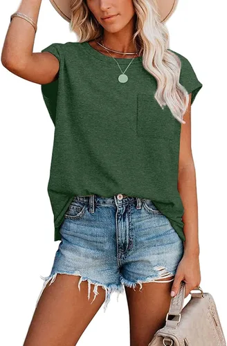 Vista 6 de CNFUFEN Camisetas de manga corta/larga para mujer, a la moda, casual, de verano, ligeras, sólidas, de moda