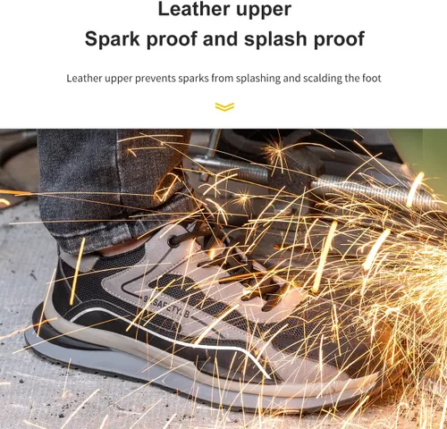 Vista 5 de Zapatos de trabajo para hombre, con puntera de acero, zapatos de seguridad ligeros a prueba de pinchazos, zapatos de trabajo de seguridad