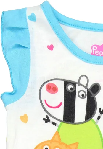 Vista 5 de Peppa Pig Pijama de poliéster suave para niñas pequeñas, Azul Patchwork