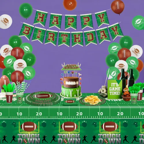 Vista 8 de Paquete de 204 decoraciones de fiesta de cumpleaños de fútbol, suministros de fiesta de fútbol, decoración de fiesta de fiesta de juegos deportivos