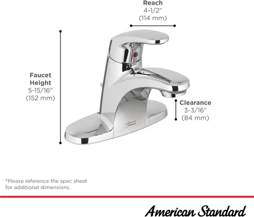 Vista 5 de American Standard 7075005.243 Colony PRO - Grifo de baño de una sola manija, menos drenaje, 1.2 GPM, negro mate Mate negro
