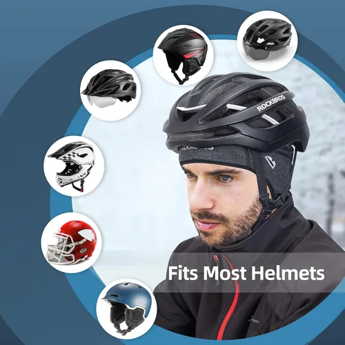 Vista 4 de ROCKBROS Gorro de calavera para hombres y mujeres gorro térmico de invierno para correr gorro con agujeros para gafas