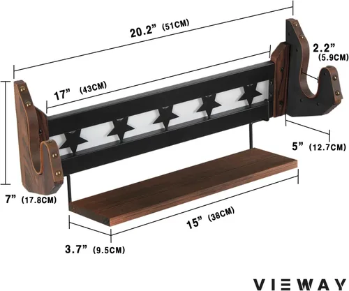 Vista 7 de MK877B - Estante para armas de pared, gancho horizontal para rifle único con estante para arco de armas de fuego, soporte de exhibición organizador