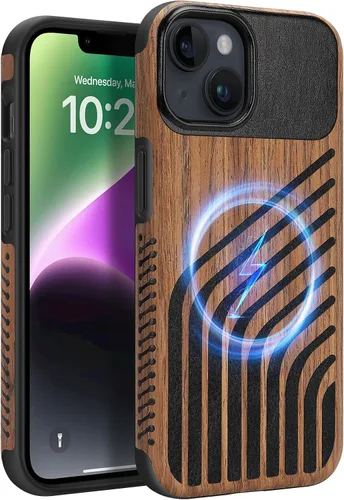 Vista 44 de Funda magnética ZZDZZ compatible con iPhone 14 Plus [Compatible con Magsafe] Diseño de cuero premium TPU híbrido a prueba de golpes (Negro)