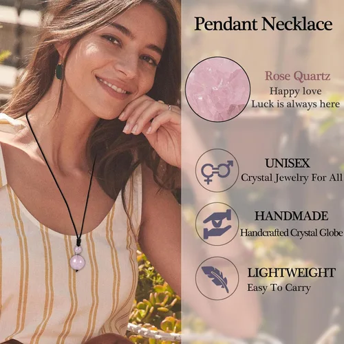 Vista 2 de Collares de cristal para mujeres y hombres, ojo de tigre, amatista y obsidiana, collar redondo para protección, cristales y piedras curativas