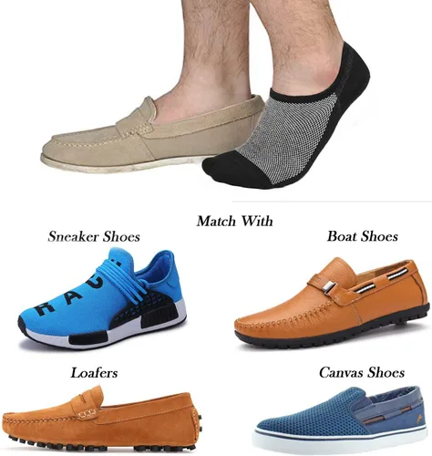 Vista 6 de Faustine Calcetines invisibles de corte bajo para hombre, antideslizantes, 8 pares, 16 pares