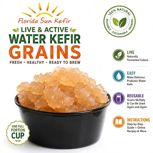 Vista 2 de Florida Sun Kefir Granos de kéfir de agua (Tibicos) Probióticos naturales