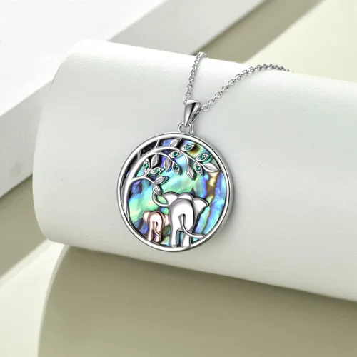 Vista 4 de POPLYKE Collar de elefante para el día de la madre, regalo para mamá de hija de plata de ley para madre e hija, joyería para mujeres, hija y niñas