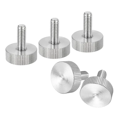 Vista 8 de uxcell M3x6mm Tornillos de pulgar moleteados, 5 piezas de acero inoxidable 304, cabeza plana moleteada, tornillos de pulgar roscados completamente