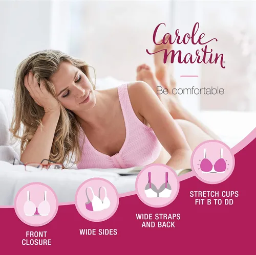 Vista 5 de Carole Martin Full-Freedom Comfort - Brasier con cierre frontal para mujer, sin varillas