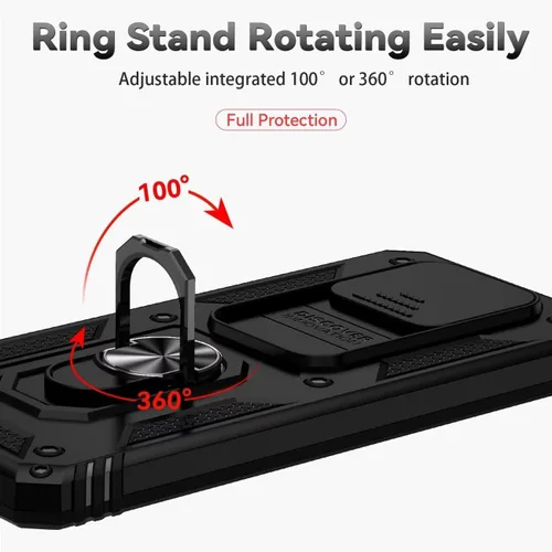 Vista 5 de Funda para Poco X3 NFC/Poco X3Pro/PocoX3 con protector de pantalla de vidrio templado y cubierta de cámara deslizante, anillo magnético Soporte