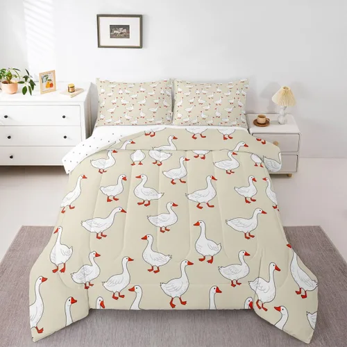 Vista 31 de Erosebridal Juego de ropa de cama a cuadros azul para niños, juego de cama individual con diseño de patos amarillos de dibujos animados, juego