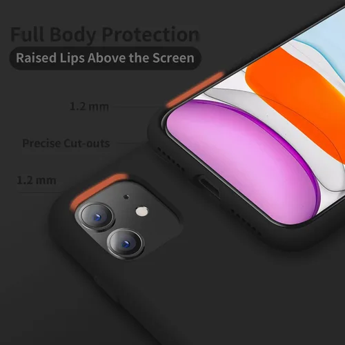 Vista 3 de Cordking Funda diseñada para iPhone 11, funda de silicona ultradelgada a prueba de golpes con [forro de microfibra suave antiarañazos], 6.1 Negro