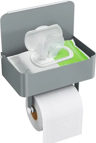 Vista 10 de JUYSON Soporte de papel higiénico con estante, dispensador de toallitas desechables para almacenamiento de toallitas de baño, mantiene tus toallitas