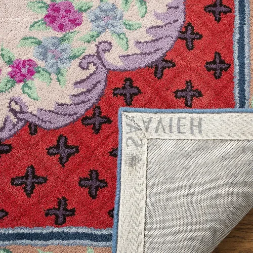 Vista 40 de SAFAVIEH Bellagio Collection - Alfombra decorativa de 2 x 3 pies, azul y rosa, hecha a mano de lana de medallón, ideal para zonas de alto tráfico