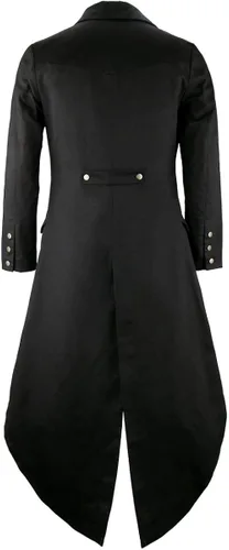 Vista 2 de SOLOTIMES Mens Black Tailcoat Jacket Gothic Steampunk Victorian VTG Halloween Costume Long Coat