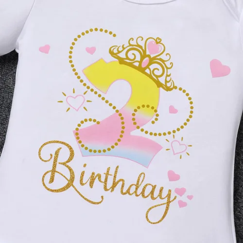 Vista 5 de IDOPIP Corona - Traje de 1 2 y 3 cumpleaños para niña con corona brillante, falda tutú, diadema, ropa para sesión de fotos de pastel