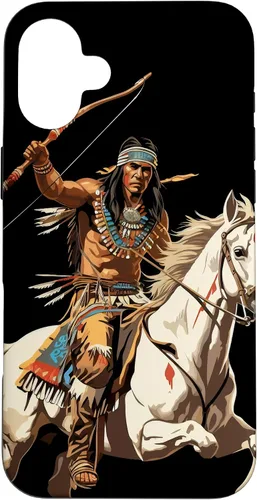Vista 23 de Funda para iPhone 16 nativo americano jefe indio caballero guerrero Cherokee