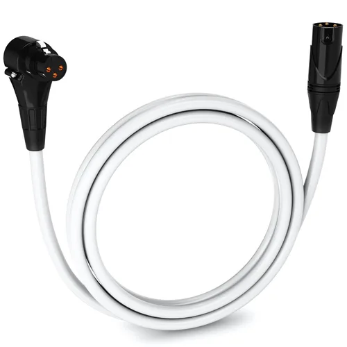 Vista 103 de LyxPro Cable de micrófono XLR hembra a macho de ángulo recto de 3 pines de 1.5 pies para altavoces amplificados, interfaz de audio, rendimiento