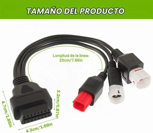 Vista 2 de Cable adaptador de diagnóstico 3 en 1 OBD2 3 pin+4 pines+6 pines a 16 pines múltiples seleccione conector de diagnóstico apto para Yamaha Kline