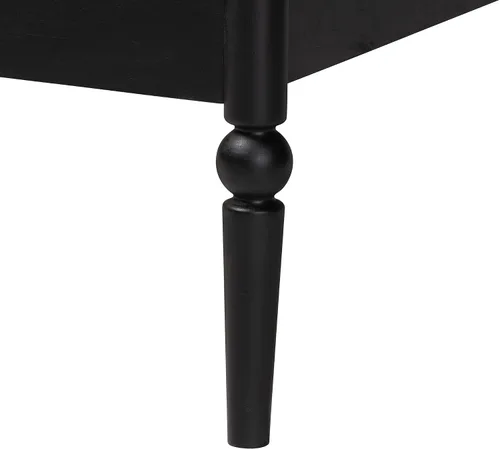 Vista 5 de Baxton Studio Lucera Bobbin - Cama de plataforma de madera, individual, color negro