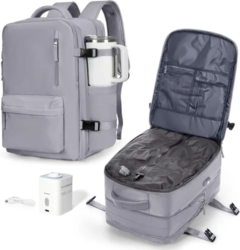 Vista 17 de VGCUB Mochila grande de viaje para trabajo, negocios, mochila para computadora portátil aprobada para vuelo, para mujeres y hombres, mochila