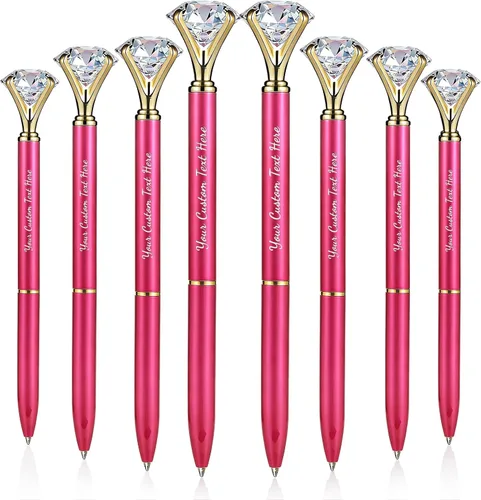 Vista 17 de Personalizado 20 Piezas Big Diamond Pen Rhinestones Crystal Metal Bolígrafo Promocional Tinta Negra