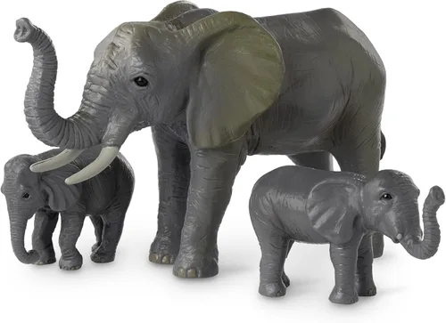 Vista 11 de Terra by Battat Juego familiar de juguetes de elefante africano de 4 piezas - Figuras realistas de animales de safari de plástico - Juguetes