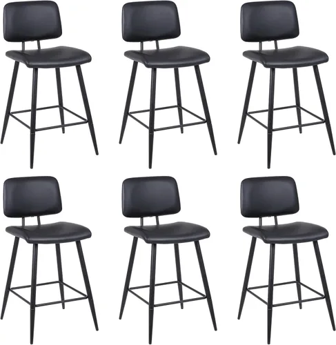 Vista 9 de Juego de 3 taburetes de bar de altura de mostrador, sillas de isla de cocina modernas de piel sintética de 26 pulgadas con respaldo y patas
