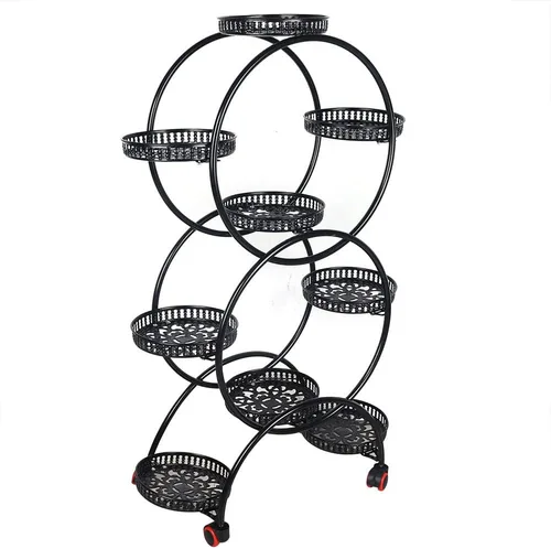 Vista 4 de Soporte de metal para plantas de 6 niveles con ruedas, soporte para macetas para plantas de interior, soporte para plantas de interior, soporte