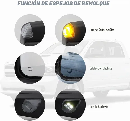Vista 3 de Espejo lateral del conductor compatible con Dodge Ram 1500 2009-2018, Dodge Ram 2500 3500 2010-2018, espejos de remolque con luz de giro calentada