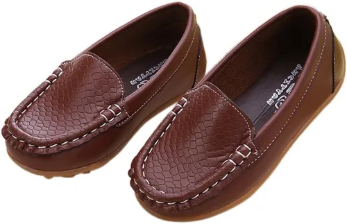 Vista 4 de Lonsoen - Mocasines de meter para niños y niñas, suaves y de vestir