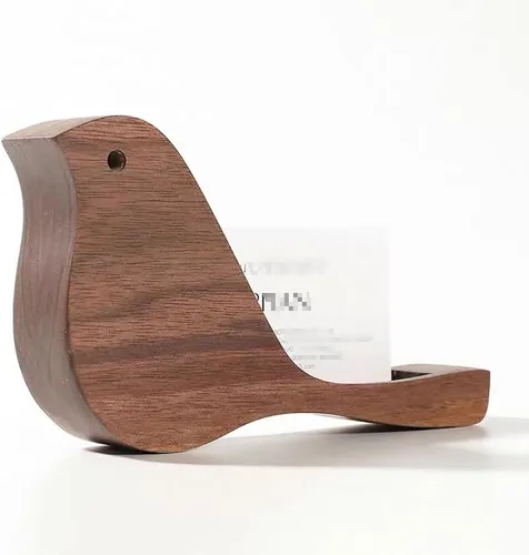 Vista 6 de Gaolinci Titular de madera de la tarjeta de visita para el escritorio, almacenamiento de tarjetas de la forma del pájaro
