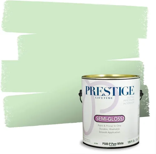 Vista 105 de PRESTIGE Pintura exterior e imprimación en uno, aloe, plano, 1 galón