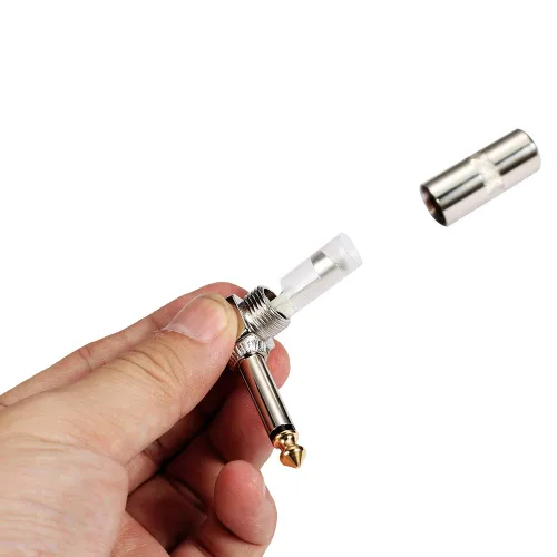 Vista 4 de Enchufe de ángulo recto de 90 grados de audio de 1/4 pulgadas, conector de soldadura TS mono macho resistente de 0.250 in para cables de altavoz