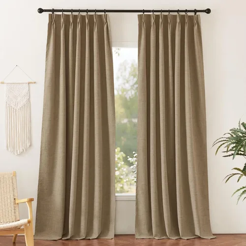 Vista 41 de RYB HOME Cortinas de lino texturizado 100% opacas de 84 pulgadas de largo, aislamiento térmico, privacidad, ahorro de energía para dormitorio, sala